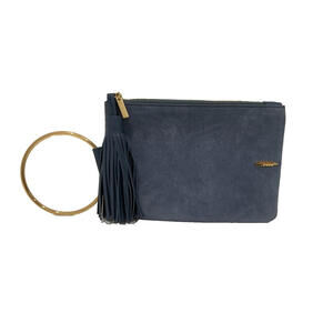 THACKER Nolita Slate Blue Gray  Leather Purse/Wristlet W/Tassel-NWOT